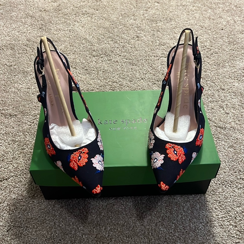 Kate Spade Navy Dotty Floral Valerie Slingback Pumps